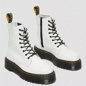 Dr. Martens White Leather Platform Boots